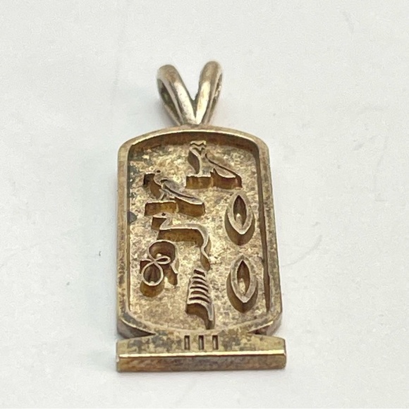 STERLING Silver Egyptian Cartouche Symbol Pendant - Picture 5 of 8